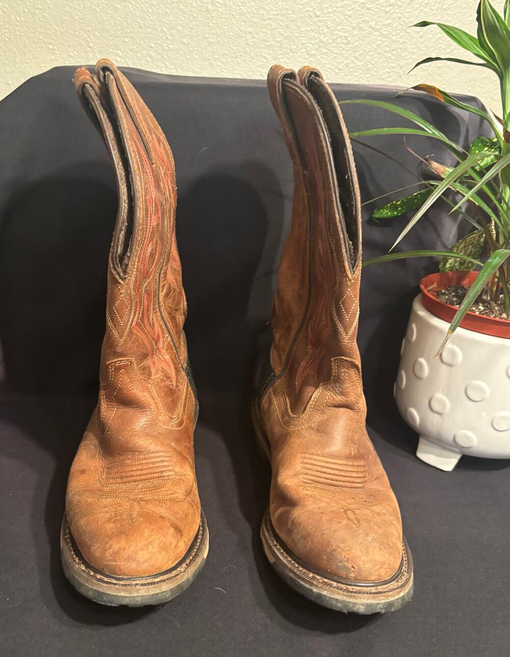 Men’s JUSTIN Cochise Brown Leather Work Western Cowboy Boots WK4644 size 8 8D